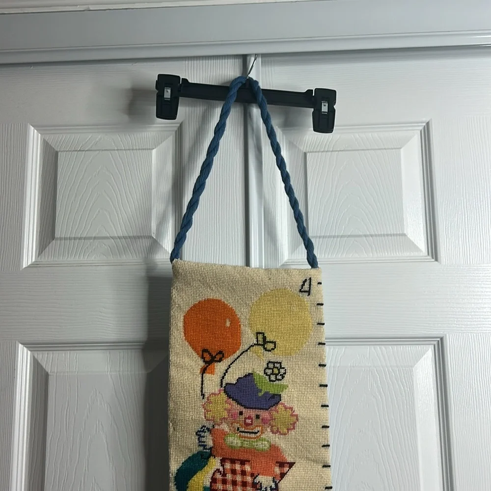 Vintage Needlepoint Cross-stitch Colorful‎ Clown Growth Chart Clowns Grow Kids